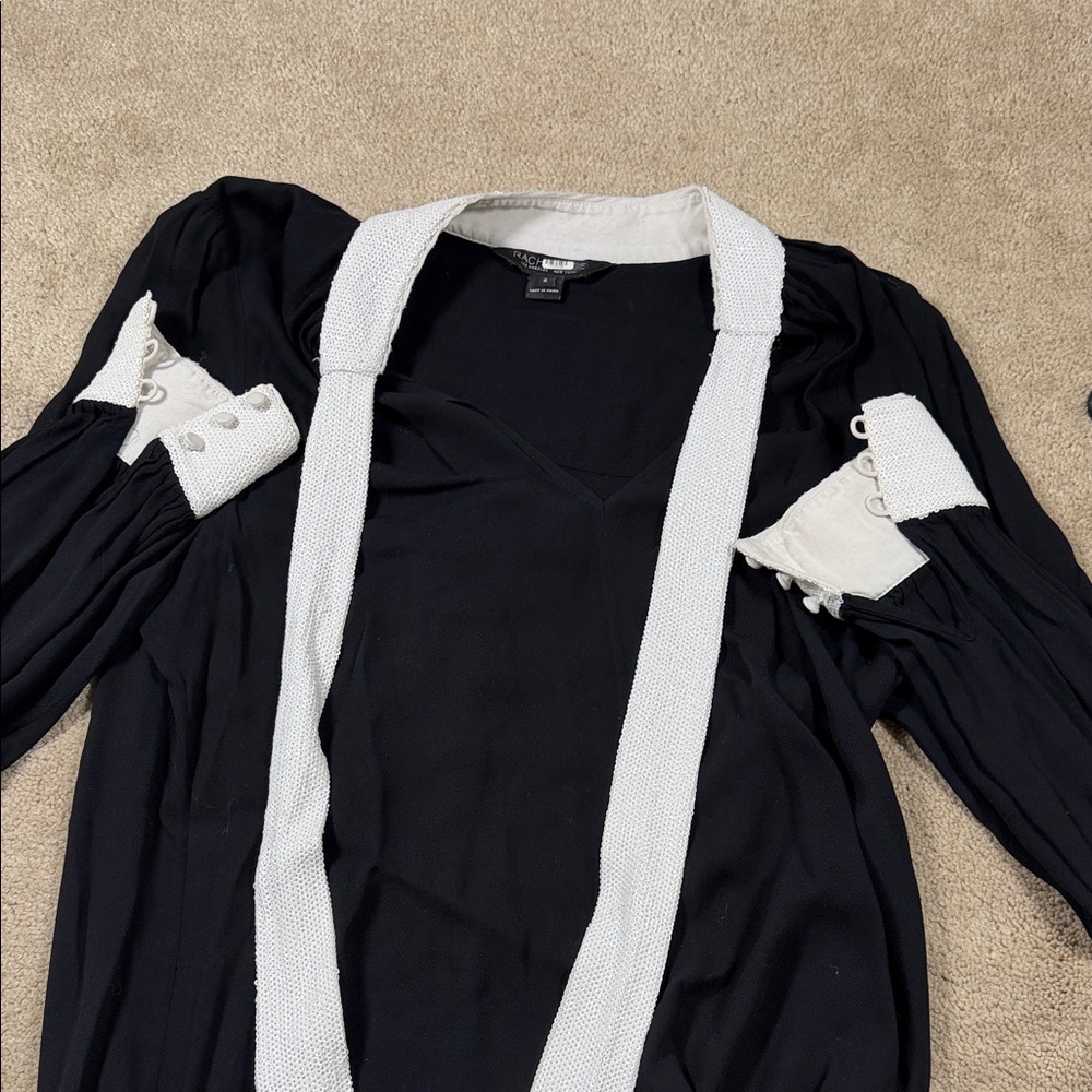 Rachel Zoe Black Blouse with White Trim - Picture 7 of 8